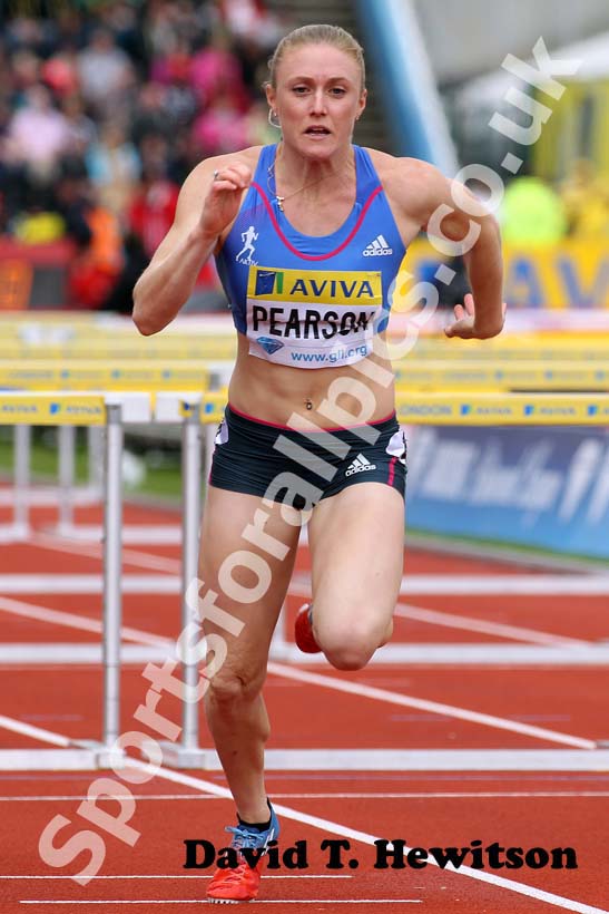 Sally Pearson in the 100 metres hurdles heats, 2012 Samsung Diamond League, Crystal Palace, London.